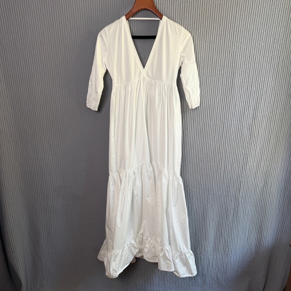 KALITA Dresses & Skirts - $785 KALITA Cotton Tiered V-Neck Maxi Dress White XS Mended European Summer